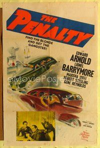 3r667 PENALTY one-sheet '41 Edward Arnold needs to find the blonde & get the gangster, cool car art!
