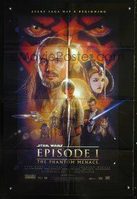 3r673 PHANTOM MENACE DS style B 1sh '99 George Lucas, Star Wars Episode I, art by Drew Struzan!