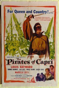 3r676 PIRATES OF CAPRI 1sheet '49 Edgar Ulmer, Louis Hayward fights for his Queen and his country!