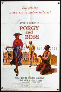 3r680 PORGY & BESS one-sheet poster '59 art of Sidney Poitier, Dorothy Dandridge & Sammy Davis Jr.!