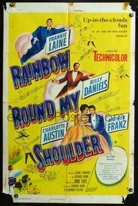 3r698 RAINBOW 'ROUND MY SHOULDER one-sheet '52 Frankie Laine, Billy Daniels, Charlotte Austin, Franz
