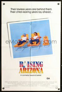 3r699 RAISING ARIZONA int'l one-sheet movie poster '87 Coen Brothers, Nicolas Cage, great artwork!