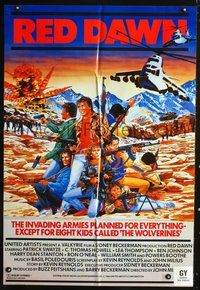 3r705 RED DAWN English 1sh '84 Patrick Swayze, C. Thomas Howell, Charlie Sheen, cool different art!