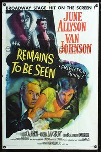 3r707 REMAINS TO BE SEEN one-sheet '53 Van Johnson, June Allyson, Angela Lansbury by creepy statue!