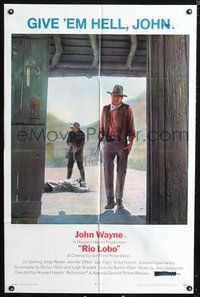 3r718 RIO LOBO one-sheet poster '71 Howard Hawks, Give 'em Hell, John Wayne, great cowboy image!