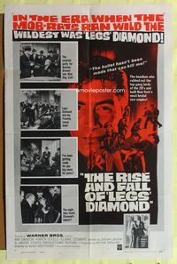 3r719 RISE & FALL OF LEGS DIAMOND one-sheet poster '60 cool art of gangster Ray Danton pointing gun!