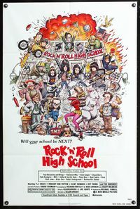 3r723 ROCK 'N' ROLL HIGH SCHOOL one-sheet poster '79 artwork of the The Ramones by William Stout!