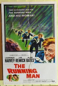 3r743 RUNNING MAN one-sheet movie poster '64 Laurence Harvey, Lee Remick, directed by Carol Reed!