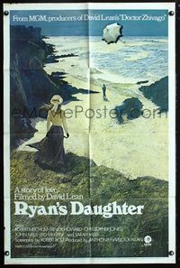3r745 RYAN'S DAUGHTER style A one-sheet movie poster '70 David Lean, Sarah Miles, Lesset beach art!