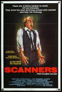 3r757 SCANNERS 1sheet '81 David Cronenberg, in 20 seconds your head explodes, sci-fi art by Joann!