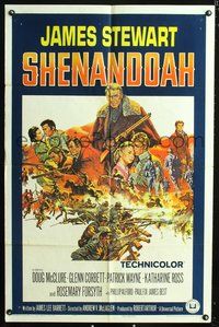 3r771 SHENANDOAH one-sheet movie poster '65 James Stewart, Civil War, really cool Reynold Brown art!