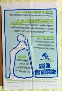 3r787 SKI ON THE WILD SIDE one-sheet poster '67 Warren Miller, cool downhill skiing sports artwork!