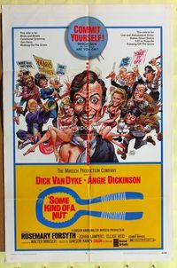 3r799 SOME KIND OF A NUT one-sheet poster '69 zany Jack Davis art of half-bearded Dick Van Dyke!