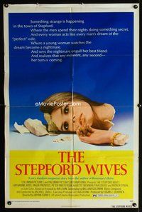 3r829 STEPFORD WIVES one-sheet '75 wild image of shattered Katharine Ross, from Ira Levin's novel!