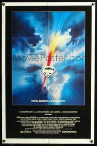 3r848 SUPERMAN one-sheet poster '78 comic book hero Christopher Reeve, Gene Hackman, Bob Peak art!