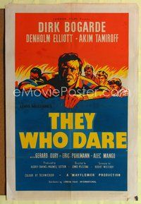 3r878 THEY WHO DARE English one-sheet '54 artwork of Dirk Bogarde, directed by Lewis Milestone!