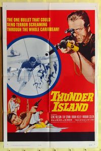 3r887 THUNDER ISLAND one-sheet poster '63 written by Jack Nicholson, cool sniper with rifle image!