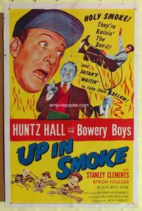 3r931 UP IN SMOKE one-sheet '57 Huntz Hall & the Bowery Boys are raisin' the Devil, who is pictured!