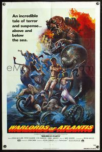 3r957 WARLORDS OF ATLANTIS one-sheet '78 really cool fantasy artwork with monsters by Joseph Smith!