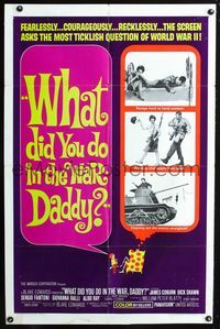 3r964 WHAT DID YOU DO IN THE WAR DADDY one-sheet '66 James Coburn, Blake Edwards, funny design!
