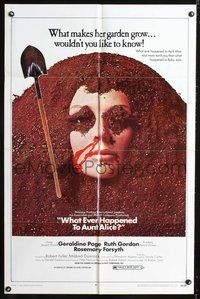 3r965 WHAT EVER HAPPENED TO AUNT ALICE? one-sheet '69 creepy horror image of woman buried in garden!