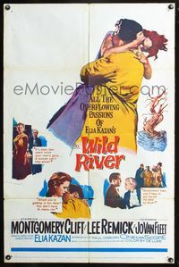 3r981 WILD RIVER one-sheet poster '60 directed by Elia Kazan, Montgomery Clift embraces Lee Remick!