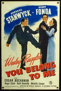 3r993 YOU BELONG TO ME style B one-sheet poster '41 great image of Barbara Stanwyck & Henry Fonda!