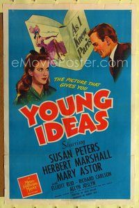 3r994 YOUNG IDEAS one-sheet poster '43 Susan Peters & Elliott Reid in early Jules Dassin romance!