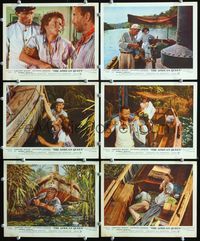 3s035 AFRICAN QUEEN 6 English FOH lobby cards R50s Humphrey Bogart & Katharine Hepburn shown in all!