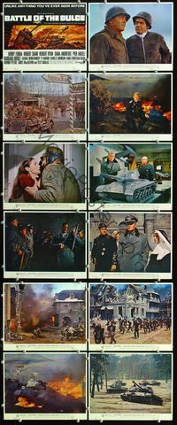 3s002 BATTLE OF THE BULGE 12 English FOH lobby cards '66 Henry Fonda, Robert Shaw + cool title card!