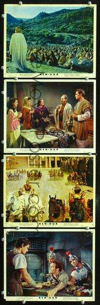 3s041 BEN-HUR 4 English Front of House lobby cards '60 Charlton Heston, William Wyler classic!