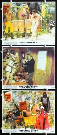 3s761 RECORD CITY 3 8x10 mini movie lobby cards '77 Rick Dees, Kinky Friedman, Harold Sakata