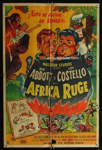 3t587 AFRICA SCREAMS Argentinean movie poster '49 wacky different art of Bud Abbott & Lou Costello!