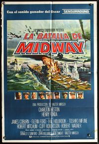 3t734 MIDWAY Argentinean movie poster '76 Henry Fonda, Charlton Heston, James Coburn, cool art!