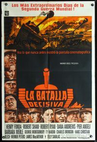 3t599 BATTLE OF THE BULGE Argentinean '66 Henry Fonda, Robert Shaw, cool Jack Thurston tank art!
