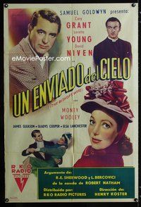 3t606 BISHOP'S WIFE Argentinean movie poster '48 Cary Grant, Loretta Young, priest David Niven!