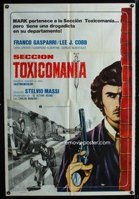 3t612 BLOOD SWEAT & FEAR Argentinean poster '75 cool art of Franco Gasparri pointing gun by Aler!