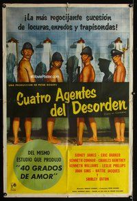 3t626 CARRY ON CONSTABLE Argentinean movie poster '61 wacky art of naked English cops in the shower!