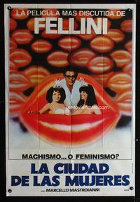 3t629 CITY OF WOMEN Argentinean '80 Federico Fellini, Mastroianni & two sexy babes, lots of lips!
