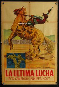 3t766 RENEGADES OF THE RIO GRANDE Argentinean '45 cool artwork of cowboy Rod Cameron on horse!