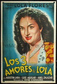 3t708 LOLA TORBELLINO Argentinean poster '55 super close up artwork of Spanish actress Lola Flores!