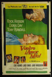 3t711 LOVER COME BACK Argentinean movie poster '62 Rock Hudson, Doris Day, Tony Randall, Edie Adams