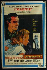 3t722 MARNIE Argentinean poster '64 Sean Connery, Tippi Hedren, Alfred Hitchcock, different art!