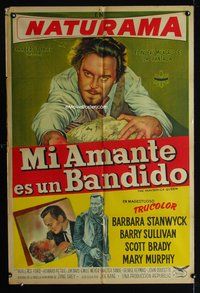 3t727 MAVERICK QUEEN Argentinean poster '56 Barbara Stanwyck, Barry Sullivan, Scott Brady, Zane Grey