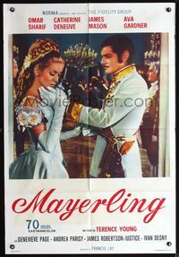 3t728 MAYERLING  Argentinean poster '69 no woman could satisfy Omar Sharif until Catherine Deneuve!