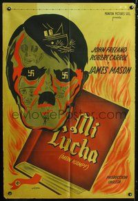 3t732 MI LUCHA Argentinean '40s incredible stylized art of Hitler with copy of Mein Kampf by Faiman