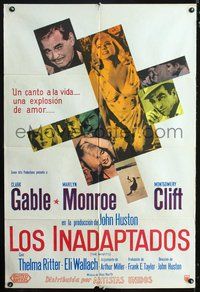 3t737 MISFITS Argentinean poster '61 Clark Gable, sexy Marilyn Monroe, Montgomery Clift, John Huston