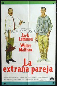 3t750 ODD COUPLE Argentinean movie poster '68 art of best friends Walter Matthau & Jack Lemmon!