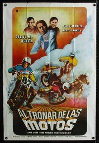 3t753 ON ANY SUNDAY Argentinean poster '71 Steve McQueen, cool different motorcycle artwork by Aler!