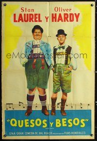 3t777 SWISS MISS Argentinean movie poster R40s great image of Stan Laurel & Oliver Hardy, Hal Roach!